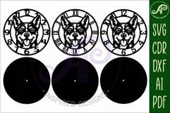 Blue Heeler dog clock wall clock laser cut file Product Image 5