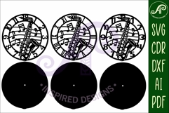 Saxophone Music clock wall clock laser cut files Product Image 5