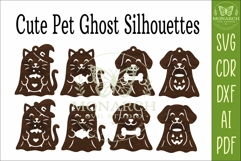 Cute Pet Ghost SVG designs. Halloween Dog &amp; Cat Ghost Laser Product Image 5