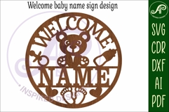 Welcome new baby name sign svg laser Product Image 5