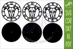 Greyhound Dog clock wall clock laser cut file 1 Product Image 5