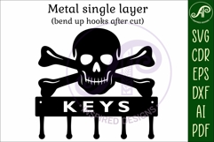 Skull and crossbones Key holders for metal and laser cutting Product Image 5