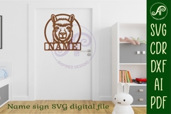 Alpaca theme name wall art sign, SVG personalized laser cut Product Image 5