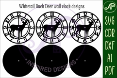 Whitetail Buck Deer hunting clock wall clock laser cut files Product Image 5