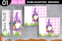Easter 20 Oz Skinny Tumbler wrap | Bunny gnome sublimation Product Image 3