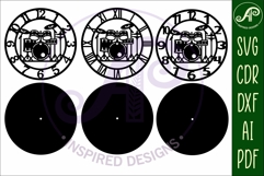 Drum kit wall clock laser cut files Product Image 5