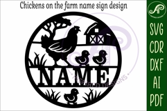 Chickens on the farm name sign design for laser cutting Product Image 5