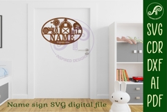 Farm scene themed name sign design for laser cutting Product Image 5