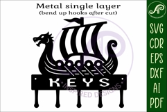 Viking longboat Key holder designs for wood and metal Product Image 5