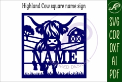 Highland cow name sign design for laser cutting or cards Product Image 5