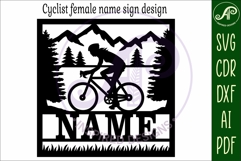Cycling female Name sign svg laser cut template Product Image 5