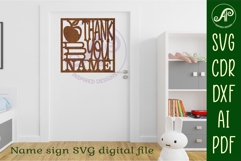Teacher thank you square name sign svg laser Product Image 5
