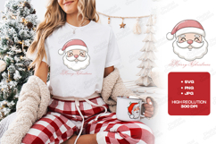 Cute Santa Face Merry Christmas Holiday T-Shirt Design SVG Product Image 1