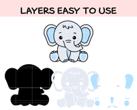 Baby Elephant Clipart Bundle | 21 Cute Nursery Animals SVG P Product Image 3