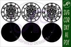 Sugar skull wall clock laser cut files Product Image 5