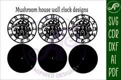 Mushroom house clock wall clock laser cut files Product Image 5
