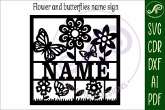 Flowers and Butterflies name wall art sign or card Product Image 5