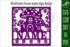 Mushroom house name sign design for laser cutting or cards Product Image 5