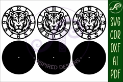 Tiger Clock SVG, Tiger Face Wall Clock Laser Cut File Product Image 5