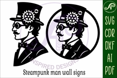 Steampunk man profile laser cut wall sign Product Image 5