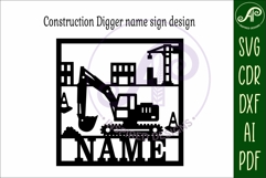 Construction Digger name wall art sign or card Product Image 5