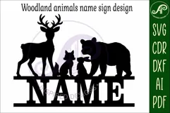 Woodland animals name wall art sign, SVG file Product Image 4
