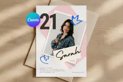 Photo Birthday Invitation Template, Editable Canva Card Product Image 1