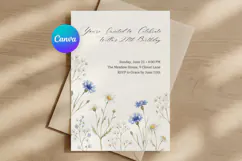 Wildflower Birthday Invitation Canva Template, Editable Product Image 1