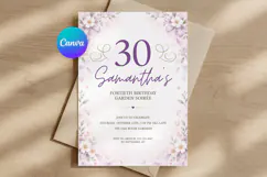 Pastel Purple Floral Bow Birthday Invitation Canva Template Product Image 1