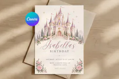 Princess Castle Birthday Invitation Template, Editable Canva Product Image 1