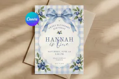 Blueberry invitation template Editable Canva invite Product Image 1
