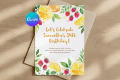 Citrus Birthday Invitation Template, Editable Canva Product Image 1
