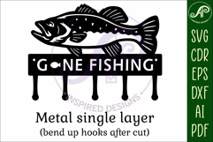 Gone fishing bass fish Key holder designs for wood and metal Product Image 5