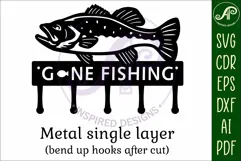 Gone fishing bass fish Key holder designs for wood and metal Product Image 5