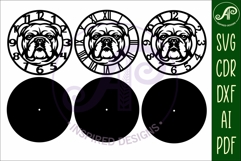 English bulldog dog wall clock laser cut files, SVG Product Image 5