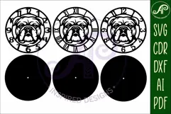 English bulldog dog wall clock laser cut files, SVG Product Image 5