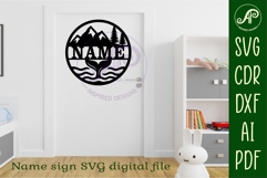 Whale tail name sign svg laser cut template Product Image 5