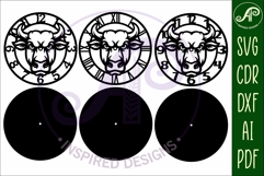 Bull head wall clock laser cut files Product Image 5
