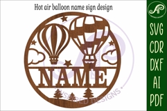 Hot air balloon name sign design for laser cutting Product Image 5