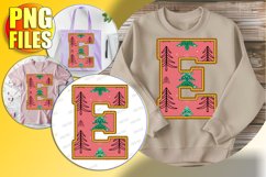 E Doodle Letter Style PNG Bright Christmas Theme! Product Image 1