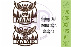 Owl Name Sign SVG for Laser cutting Product Image 5