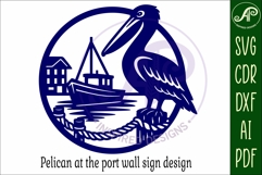Pelican wall sign, Ocean bird, port scene design. Product Image 5