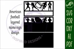 American football scene name sign SVG 3 layer laser cut Product Image 4
