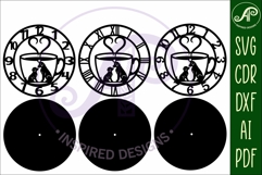 Dog friendly cafe wall clock laser cut files Product Image 5
