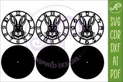 Rabbit Face Wall Clock SVG, Laser Cut Clock Design Product Image 5