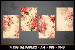 4 Digital Papers Vintage Flowers I Planner Pages A4 Product Image 2