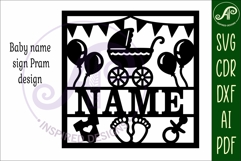 Baby name sign Pram laser cut design or card Product Image 5