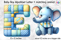 Cute Patchwork Baby Alphabet and Baby Animals PNG, Monogram Product Image 1
