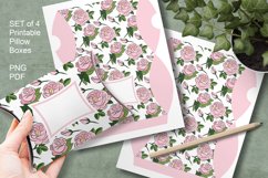 Light Pink Roses Printable Pillow Boxes for Favors Set of 4 Product Image 2