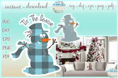Tis The Season Snowman Buffalo Plaid Christmas Svg Cut Files Product Image 1